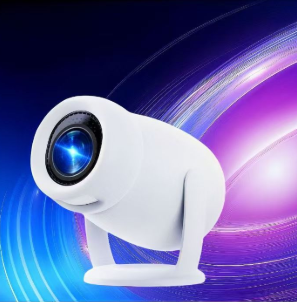 Portable Gun Projector with 1080P HD, smartphone-compatible, sleek futuristic design for movies and gaming