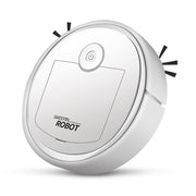 White smart robot vacuum cleaner with side brushes for automatic floor cleaning and sweeping