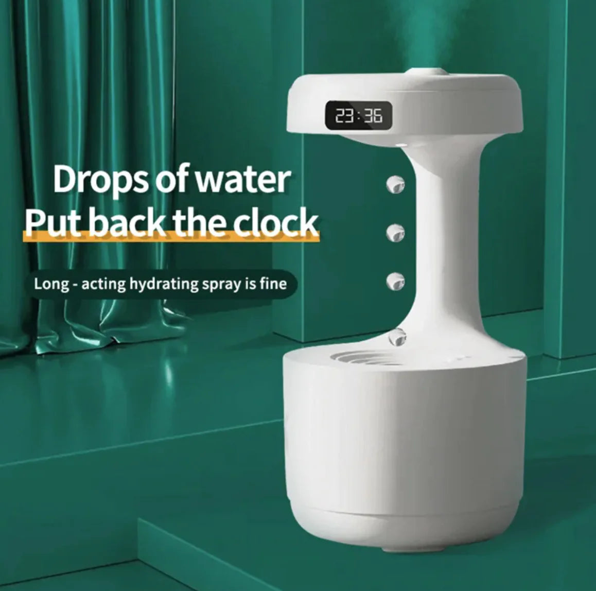 White electronic device with digital display on a green background