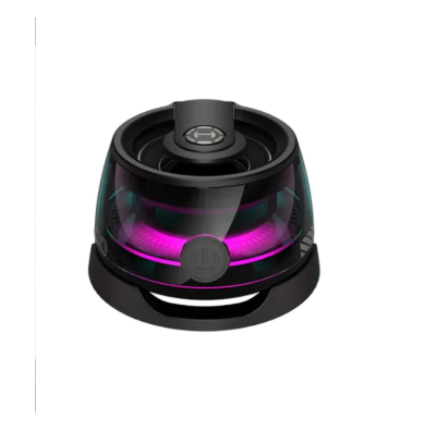 Compact wireless speaker with LED lighting, Bluetooth audio, and sleek modern design.