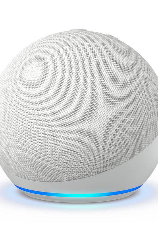 Alaxe Mini Bluetooth Speaker with compact spherical design, stylish cloth cover, and blue LED light base