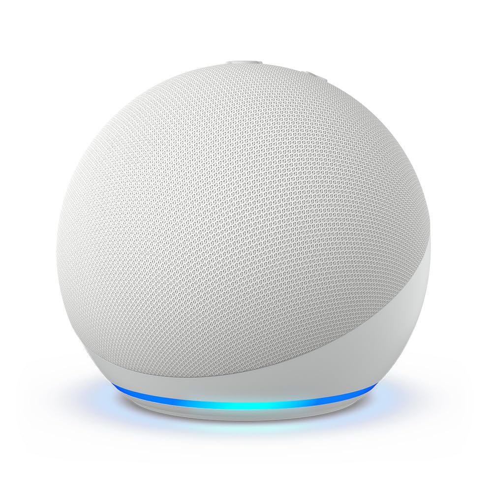Alaxe Mini Bluetooth Speaker with compact spherical design, stylish cloth cover, and blue LED light base
