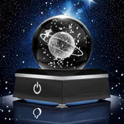 Glowing Galaxy Crystal Ball on Wood Base