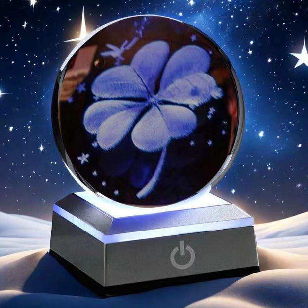 Glowing Galaxy Crystal Ball on Wood Base