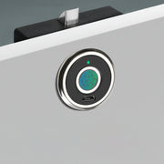 Smart fingerprint cabinet lock with biometric access and sleek matte black finish installed on a white cabinet door.