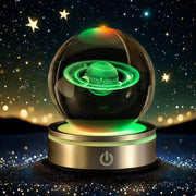 Glowing Galaxy Crystal Ball on Wood Base