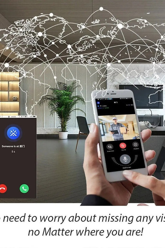 Wireless video doorbell with HD video, two-way audio, night vision, and wireless connectivity for real-time visitor alerts on your smartphone.