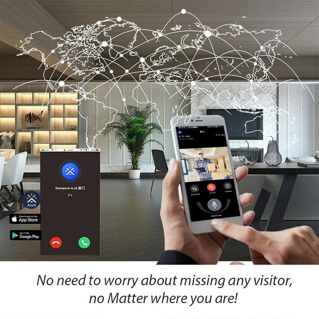 Wireless video doorbell with HD video, two-way audio, night vision, and wireless connectivity for real-time visitor alerts on your smartphone.